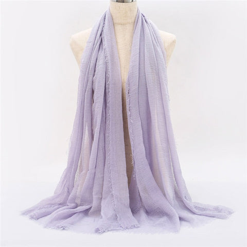 2019 women bubble cotton solid Islam muslim head scarf shawls and wraps pashmina female foulard viscose maxi crinkle cloud hijab