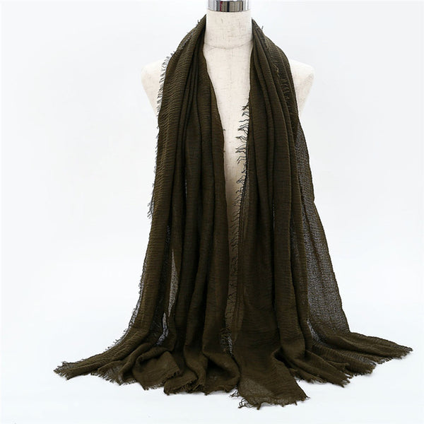 2019 women bubble cotton solid Islam muslim head scarf shawls and wraps pashmina female foulard viscose maxi crinkle cloud hijab