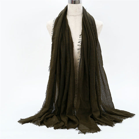 2019 women bubble cotton solid Islam muslim head scarf shawls and wraps pashmina female foulard viscose maxi crinkle cloud hijab