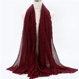 2019 women bubble cotton solid Islam muslim head scarf shawls and wraps pashmina female foulard viscose maxi crinkle cloud hijab - THE PLACE TO BE !!