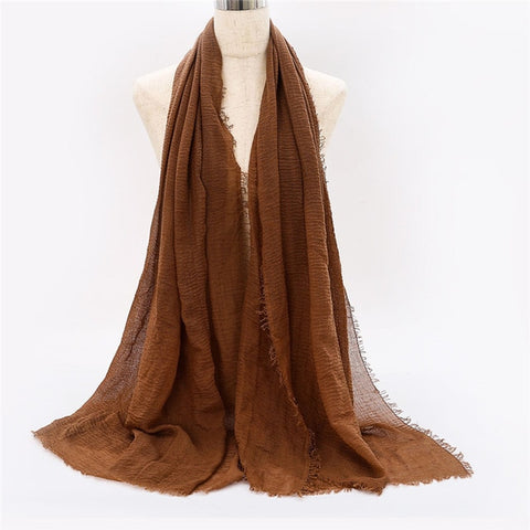 2019 women bubble cotton solid Islam muslim head scarf shawls and wraps pashmina female foulard viscose maxi crinkle cloud hijab