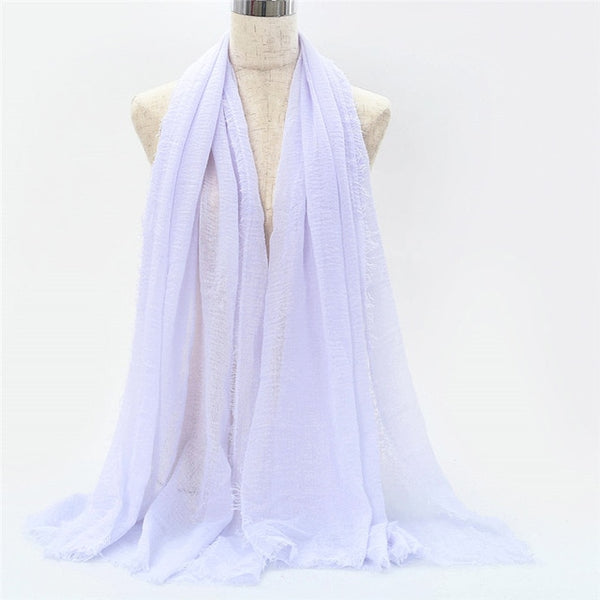 2019 women bubble cotton solid Islam muslim head scarf shawls and wraps pashmina female foulard viscose maxi crinkle cloud hijab