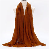 2019 women bubble cotton solid Islam muslim head scarf shawls and wraps pashmina female foulard viscose maxi crinkle cloud hijab - THE PLACE TO BE !!