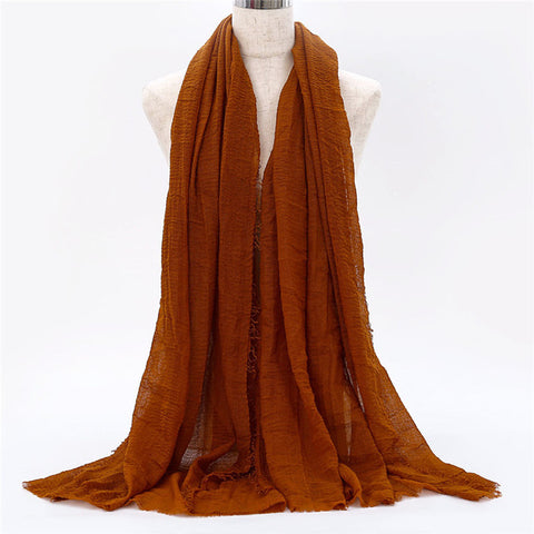 2019 women bubble cotton solid Islam muslim head scarf shawls and wraps pashmina female foulard viscose maxi crinkle cloud hijab