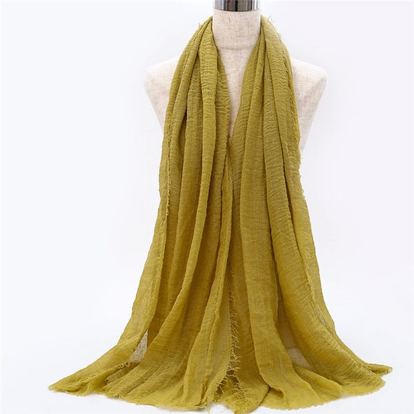 2019 women bubble cotton solid Islam muslim head scarf shawls and wraps pashmina female foulard viscose maxi crinkle cloud hijab