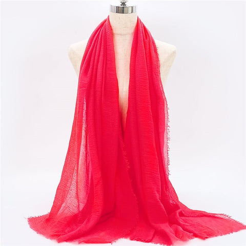 2019 women bubble cotton solid Islam muslim head scarf shawls and wraps pashmina female foulard viscose maxi crinkle cloud hijab