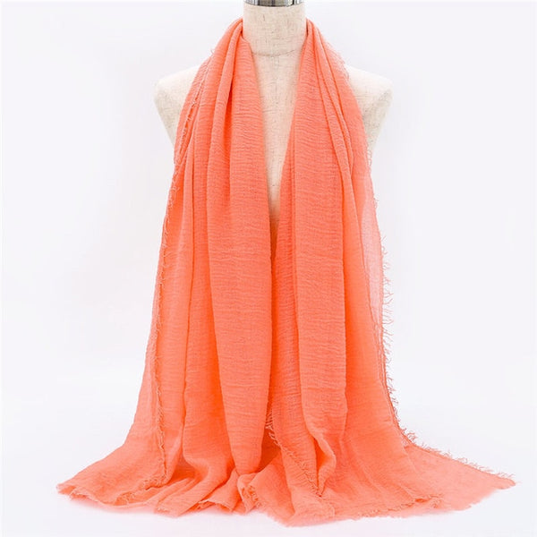 2019 women bubble cotton solid Islam muslim head scarf shawls and wraps pashmina female foulard viscose maxi crinkle cloud hijab