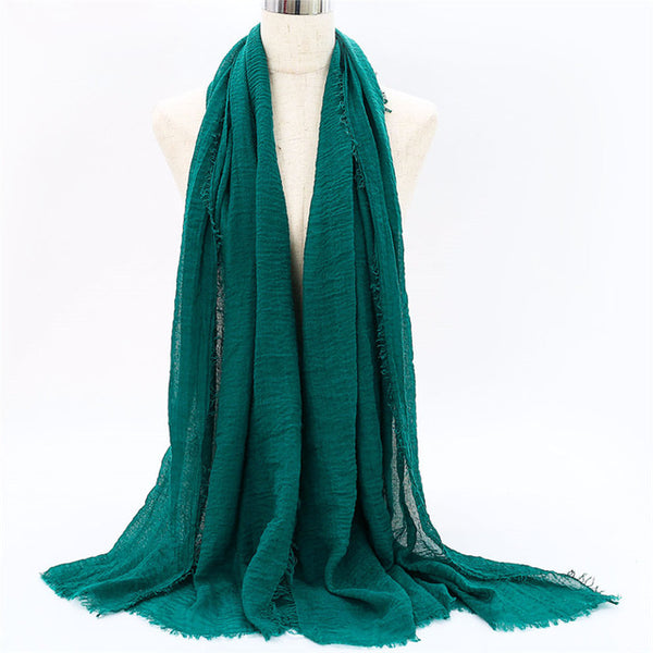 2019 women bubble cotton solid Islam muslim head scarf shawls and wraps pashmina female foulard viscose maxi crinkle cloud hijab