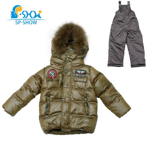 2019 SP-SHOW Kids Winter Boy And Girl Brand Ski Hooded Jacket Windproof Siut Thick Warm Fleece Coat+Trousers Two-Piece 04