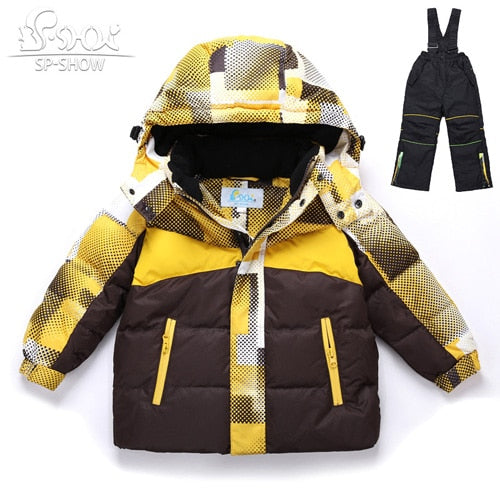 2019 SP-SHOW Kids Winter Boy And Girl Brand Ski Hooded Jacket Windproof Siut Thick Warm Fleece Coat+Trousers Two-Piece 04