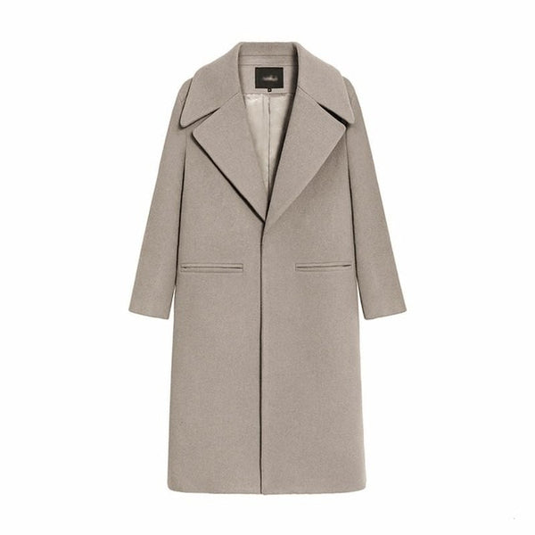 Spring Autumn Wool Coat For Women Long Woolen Coat One Button Slim Type Female Autumn Winter Wool Coats Jacket Parka