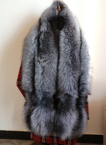Natural Real Fur Scarves Women 120cm Winter Men Double-sided Genuine Silver Fox Scarf Couple's Luxury Grey Fox Collar Shawl