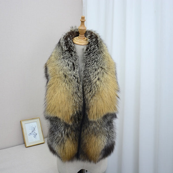 Natural Real Fur Scarves Women 120cm Winter Men Double-sided Genuine Silver Fox Scarf Couple's Luxury Grey Fox Collar Shawl