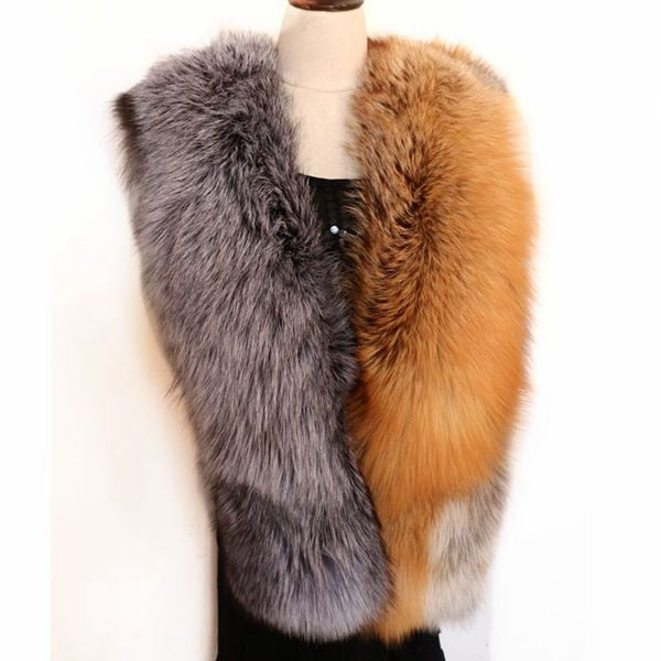 Natural Real Fur Scarves Women 120cm Winter Men Double-sided Genuine Silver Fox Scarf Couple's Luxury Grey Fox Collar Shawl