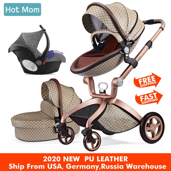 Baby Stroller 3 in 1,Hot Mom travel system High Land-scape stroller with bassinet in 2019 Folding Carriage for Newborns baby,F22