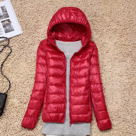 7XL Cheap Ultra Light Down Winter Warm Hooded Feather Puffer Jacket For Girl Short Spring Autumn Coat Female Women Big Size Duck