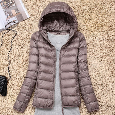 7XL Cheap Ultra Light Down Winter Warm Hooded Feather Puffer Jacket For Girl Short Spring Autumn Coat Female Women Big Size Duck