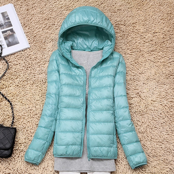 7XL Cheap Ultra Light Down Winter Warm Hooded Feather Puffer Jacket For Girl Short Spring Autumn Coat Female Women Big Size Duck