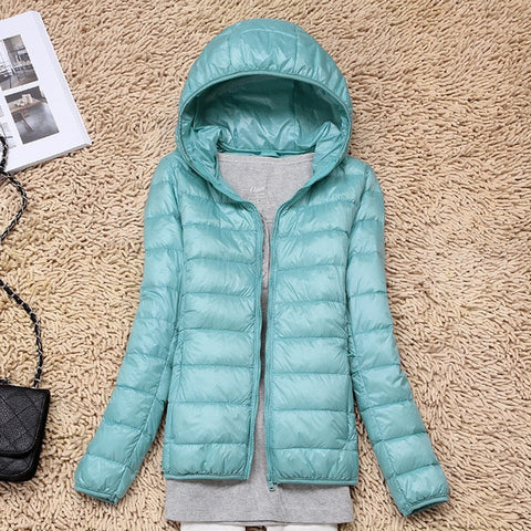 7XL Cheap Ultra Light Down Winter Warm Hooded Feather Puffer Jacket For Girl Short Spring Autumn Coat Female Women Big Size Duck