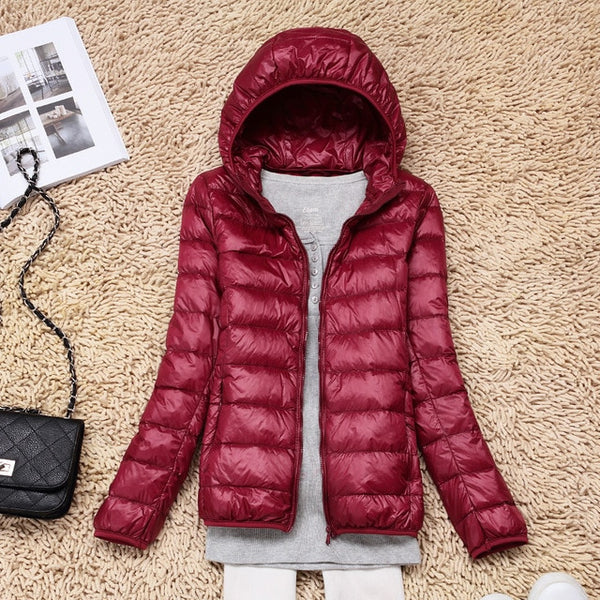 7XL Cheap Ultra Light Down Winter Warm Hooded Feather Puffer Jacket For Girl Short Spring Autumn Coat Female Women Big Size Duck