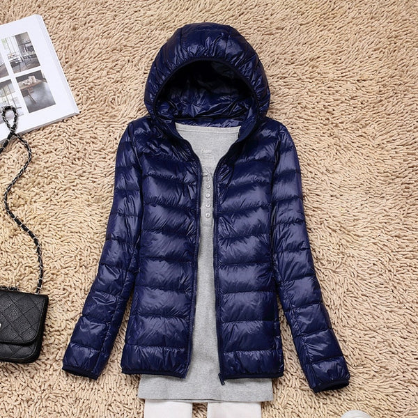 7XL Cheap Ultra Light Down Winter Warm Hooded Feather Puffer Jacket For Girl Short Spring Autumn Coat Female Women Big Size Duck