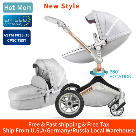 Hot Mom Baby Stroller 3 in 1 travel system with bassinet and car seat 360° Rotation Function,Luxury Pram F023 - THE PLACE TO BE !!