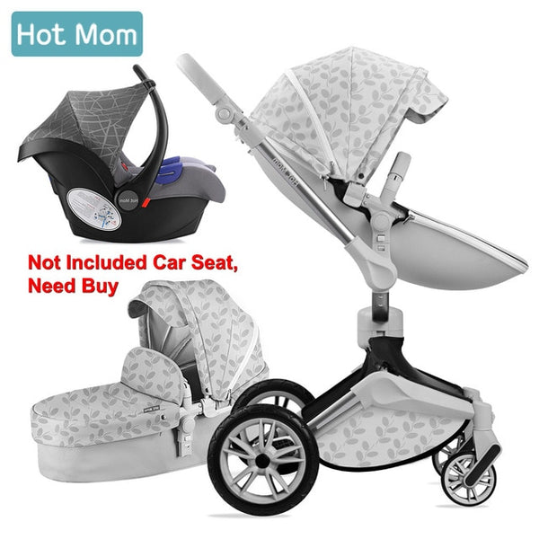 Hot Mom Baby Stroller 3 in 1 travel system with bassinet and car seat 360° Rotation Function,Luxury Pram F023