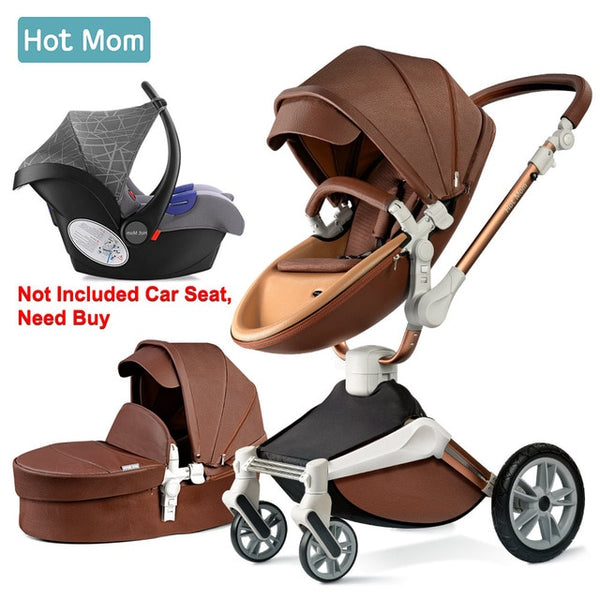 Hot Mom Baby Stroller 3 in 1 travel system with bassinet and car seat 360° Rotation Function,Luxury Pram F023