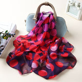 Silk Scarves Woman Spring  Autumn Long Dots Printed Shawl Scarf Ladies Chiffon Autumn and Winter Beach Scarf Wraps - THE PLACE TO BE !!