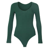 Spring Red Bodycon Black White Bodysuit Sexy Women Rompers Club V-neck Skinny Long Sleeve Jumpsuit Body Suit Tops Overalls M0075 - THE PLACE TO BE !!