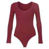 Spring Red Bodycon Black White Bodysuit Sexy Women Rompers Club V-neck Skinny Long Sleeve Jumpsuit Body Suit Tops Overalls M0075 - THE PLACE TO BE !!