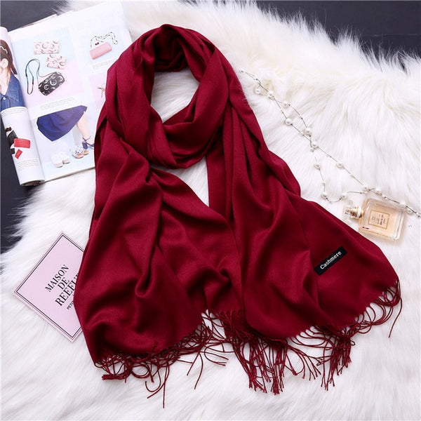 2019 winter scarves for women shawls warm wraps lady pashmina pure blanket cashmere scarf neck headband hijabs stoles foulard
