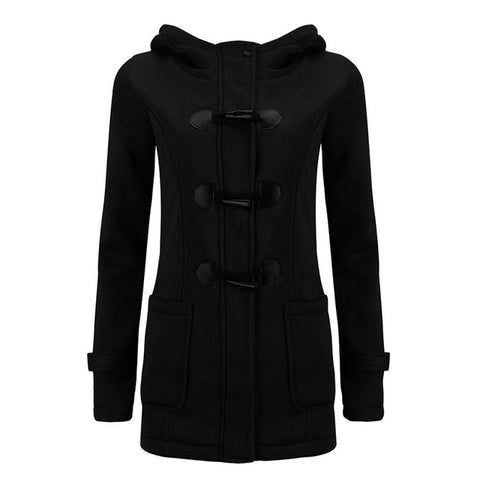 Fashion Hooded Women Coat Pure Buckle Zipper Front Plus Size Jacket Autumn Thin Duffle Coat Women Casual Slim Long Parka Outwear