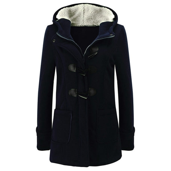 Fashion Hooded Women Coat Pure Buckle Zipper Front Plus Size Jacket Autumn Thin Duffle Coat Women Casual Slim Long Parka Outwear