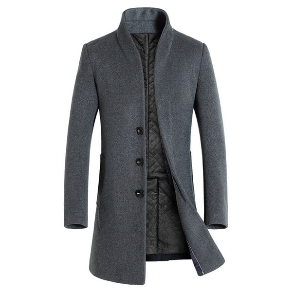 2019 Autumn and Winter New Fashion Boutique Solid Color Casual Business Men's Long Woolen Coats / Mens Grey Long Woolen Jackets - THE PLACE TO BE !!