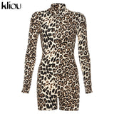 Kliou women Leopard playsuit long sleeve slim skinny rompers short jumpsuit autumn new body Leopard fashion party club bodysuit - THE PLACE TO BE !!