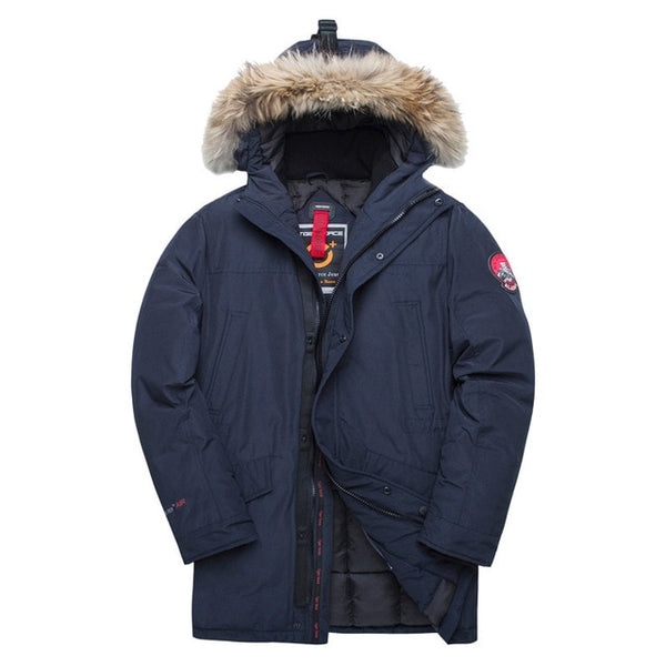 TIGER FORCE Alaska Winter Jacket for Men Parka Waterproof Thicken Coat  Jackets with Real Fur Hood Male Snowjacket Outwear