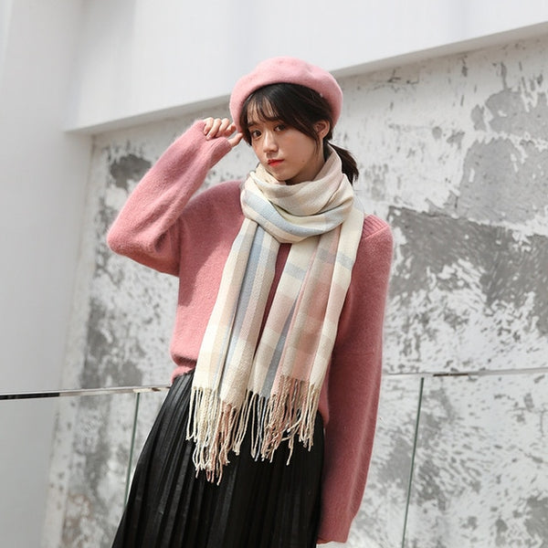 VEITHDIA Hot Autumn Winter Female Wool Scarf Women Cashmere Scarves Wide Lattices Long Shawl Wrap Blanket Warm Tippet wholesale