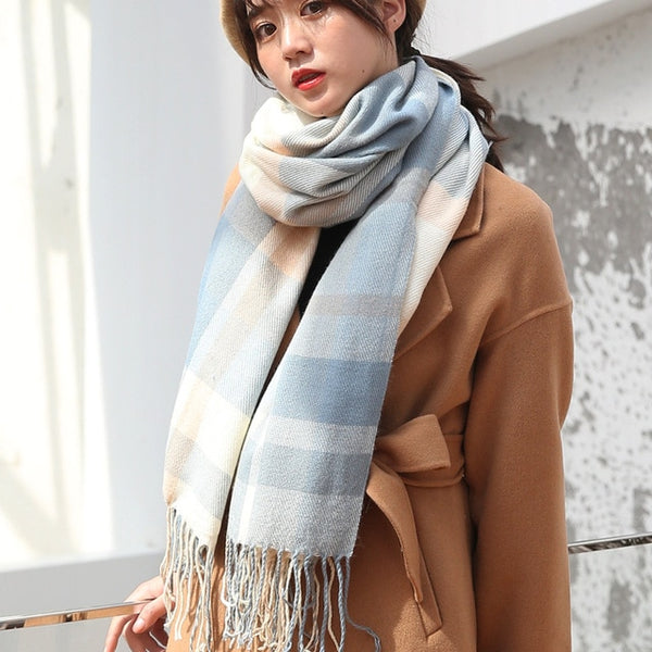 VEITHDIA Hot Autumn Winter Female Wool Scarf Women Cashmere Scarves Wide Lattices Long Shawl Wrap Blanket Warm Tippet wholesale