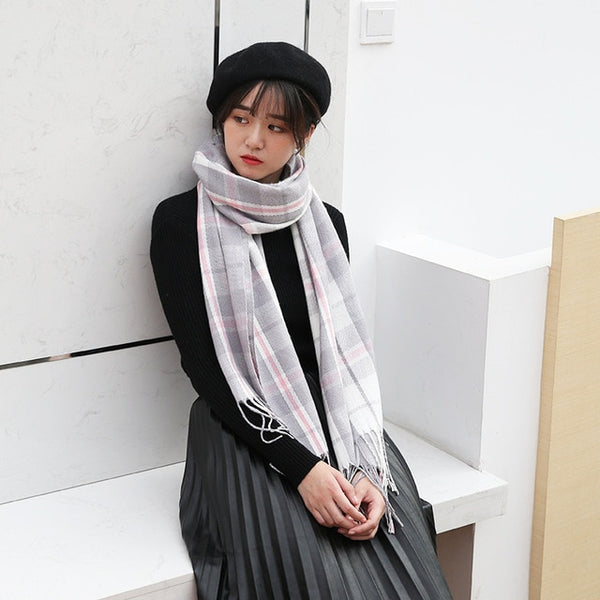 VEITHDIA Hot Autumn Winter Female Wool Scarf Women Cashmere Scarves Wide Lattices Long Shawl Wrap Blanket Warm Tippet wholesale