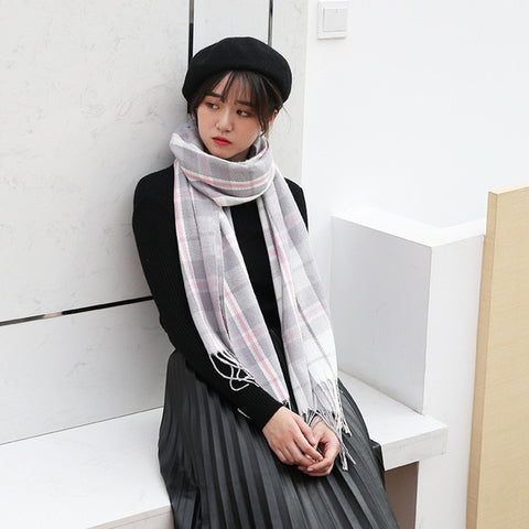 VEITHDIA Hot Autumn Winter Female Wool Scarf Women Cashmere Scarves Wide Lattices Long Shawl Wrap Blanket Warm Tippet wholesale