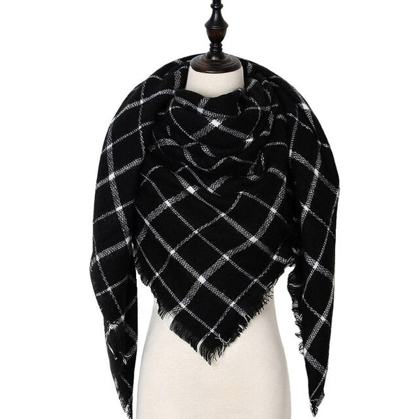 Women Scarf Winter Plaid Scarf Triangle Warm Cashmere Scarves Female Shawls 2019 New Designer Pashmina Lady Wraps foulard