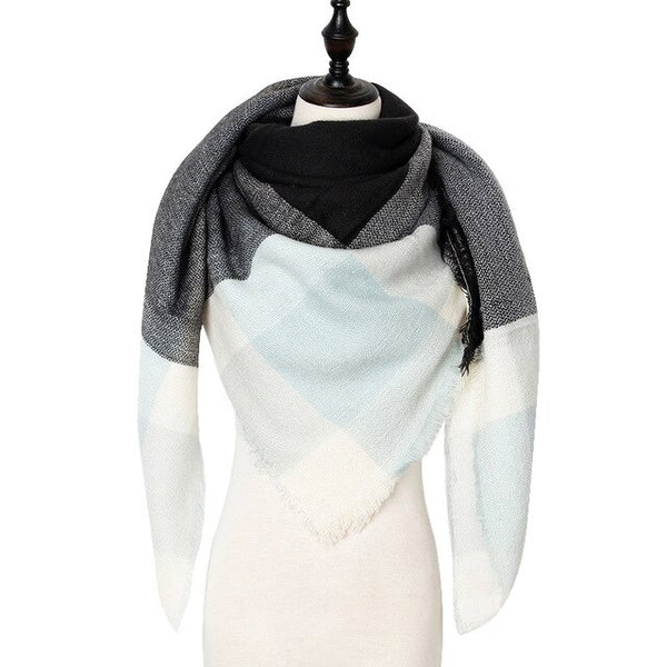 Women Scarf Winter Plaid Scarf Triangle Warm Cashmere Scarves Female Shawls 2019 New Designer Pashmina Lady Wraps foulard