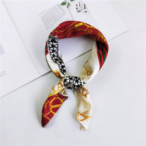 2019 New Women 50*50cm Spring Autumn Heart Print Small Square Scarves Female Headband Hair Tie Band Wrist Wrap Head Bandana