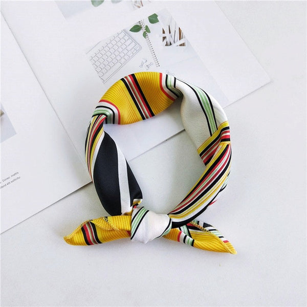 2019 New Women 50*50cm Spring Autumn Heart Print Small Square Scarves Female Headband Hair Tie Band Wrist Wrap Head Bandana