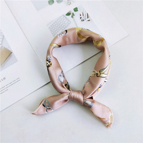 2019 New Women 50*50cm Spring Autumn Heart Print Small Square Scarves Female Headband Hair Tie Band Wrist Wrap Head Bandana
