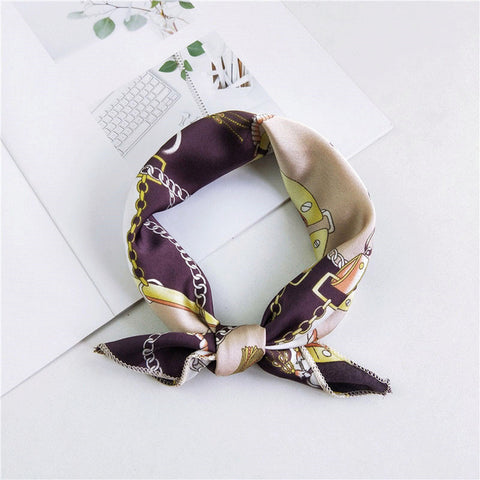 2019 New Women 50*50cm Spring Autumn Heart Print Small Square Scarves Female Headband Hair Tie Band Wrist Wrap Head Bandana
