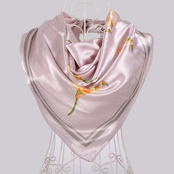 New Style Snakeskin Pattern Square Scarves Wraps Printed Hot Sale Women Pink Blue Silk Scarf Shawl Unisex Muslim Silk Muffler