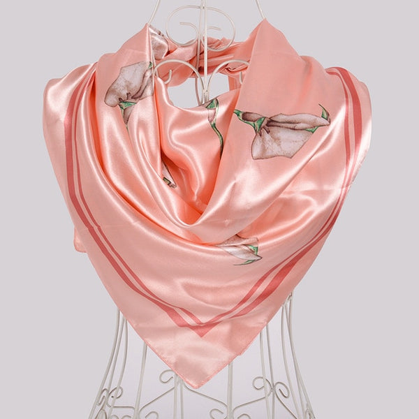 New Style Snakeskin Pattern Square Scarves Wraps Printed Hot Sale Women Pink Blue Silk Scarf Shawl Unisex Muslim Silk Muffler