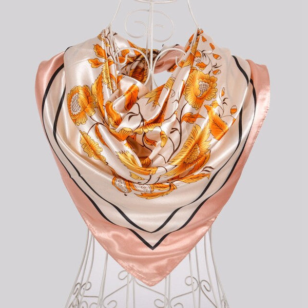 New Style Snakeskin Pattern Square Scarves Wraps Printed Hot Sale Women Pink Blue Silk Scarf Shawl Unisex Muslim Silk Muffler